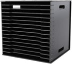 15-Slot Desktop File Organizer Rack, Vertical PVC Paper Storage Shelf for 12x12 Sheets, Office Document Sorter for Home Office, Classroom, Craft Room and Magazine Storage (Black) by Eypkaol