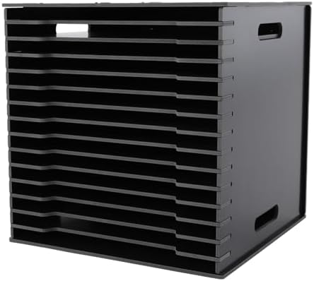 15-Slot Desktop File Organizer Rack, Vertical PVC Paper Storage Shelf for 12x12 Sheets, Office Document Sorter for Home Office, Classroom, Craft Room and Magazine Storage (Black) by Eypkaol
