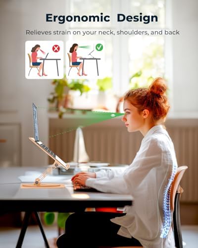 Aoviho 360° Rotating Laptop Stand for Desk | Adjustable, Foldable, Portable Aluminum Ergonomic Riser | Compatible with MacBook, Dell, HP & All Laptops 10-16 inch | Gold - Image 3