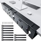 NODOCA No Drill Under Desk Cable Management Tray, 17'' Wire Management, Punch-Free Clamp on, Metal Cable Tray, Wire Organizer Under Desk, Under Desk Basket for Office and Home, Black(2 Packs) by NODOCA
