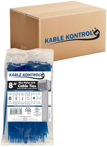 Kable Kontrol Cable Zip Ties, 8 Inch, 10000 Pcs, 50lbs Test, Blue by KABLEKONTROL%C2%AE