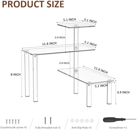 Sezanrpt Clear Countertop Corner Organizer Shelf 11.8x11.8x12.4 Inch, 3 Tier Acrylic Bathroom Organizer Corner Shelf for Countertop, Space Saver, Moisture Proof (Pack of 2) - Image 2