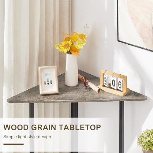 VECELO Corner Desk,Office Tables for Living Room for Small Space Triangle Computer Desk with Steel Frame Corner Shelves with Metal Frame Writing Desk for Workstation Classic Grey 31.1" - Image 6