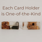RWA Business Card Holder – Luxury Square Desk Organizer, Stylish Office Decor, Slim Card Holders - Wood & Epoxy Card Display Stand for Men and Women, Office Desk Accessories - SMART, transparent - Image 3