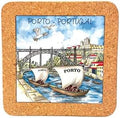 Azulejo Ethnic Portugese Ceramic Tiles - Cork Trivets - Perfect Souvenir & Gift from Portugal (7.8 Inch - 20cm) (Douro Valley) by GOLDTON
