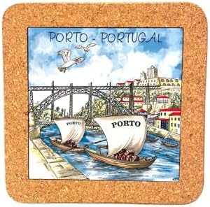 Azulejo Ethnic Portugese Ceramic Tiles - Cork Trivets - Perfect Souvenir & Gift from Portugal (7.8 Inch - 20cm) (Douro Valley) by GOLDTON
