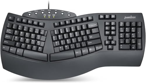 Perixx PERIBOARD-512B Wired Ergonomic Keyboard - Split Keyboard, Wrist Rest, Natural Typing - Wired USB Connectivity - US English - Black by PerixxComputerGmbH