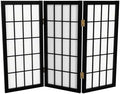 2 ft. Short Desktop Window Pane Shoji Screen - Black - 3 Panels by RedLantern