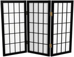 2 ft. Short Desktop Window Pane Shoji Screen - Black - 3 Panels by RedLantern