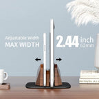 AFOOYO Vertical Laptop Stand - Dual Slots Walnut Adjustable Laptop Holder,Desktop Dock Compatible with All MacBook, Surface,Chromebook,Dell & More(Walnut) - Image 3