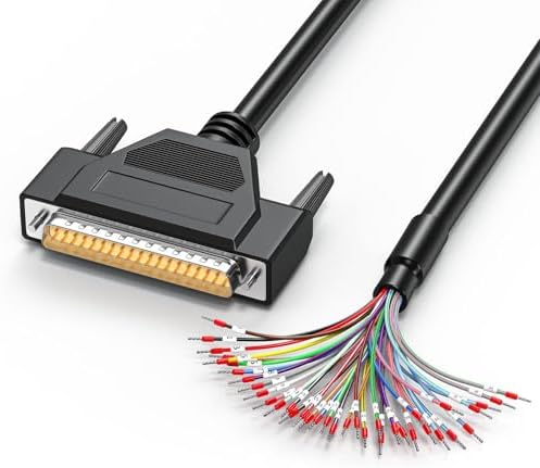 DB37 Male Breakout Cable, D-Sub 37 Pin to Bare Wire Open End Cable with Labeled Wires, 26AWG 6.6FT Multicore Cable with Terminals for CNC, PLC, Industrial Control by JUXINICE