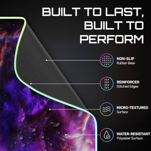 Gerlos RGB Gaming Mouse Pad, Large LED Desk Mat for Gamer, 31.5" x 11.8" - Image 4