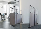 Versare Workstation Partition | Portable Wall Divider | Modern Office Cubicle | Free Standing Privacy Screen | Flexible Work Space | 66" x 70" W/Window, Royal Blue Fabric Panels - Image 4