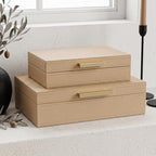 Decorative Storage Boxes with Lids, Set of 2 PU Leather Organizer Boxes - Image 3