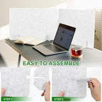 PATIKIL Desk Dividers 24" x 24", 2 Pack Desk Privacy Panel Freestanding Noise Reducing Partition Acoustic Panel with 4Pcs Support Feet for Testing Office Home Library, Light Gray Style C - Image 4