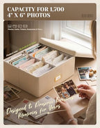 INMAKER PU Leather Photo Storage Box, Decorative 4x6 Photo Storage Box - Image 4