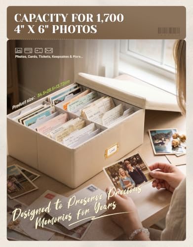 INMAKER PU Leather Photo Storage Box, Decorative 4x6 Photo Storage Box - Image 4