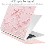Batianda Case for MacBook Air 13.6" 2026 M5 M4 M3 M2 Chip,Blush Ribbon Lace - Image 4