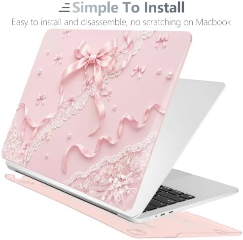 Batianda Case for MacBook Air 13.6" 2026 M5 M4 M3 M2 Chip,Blush Ribbon Lace - Image 4