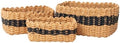 Small baskets for Organizing,Cute woven Storage basket with recycled paper rope for Shelves Bathroom,Little decorative basket,Set of 3 (Desert&Black) by QingtuHome