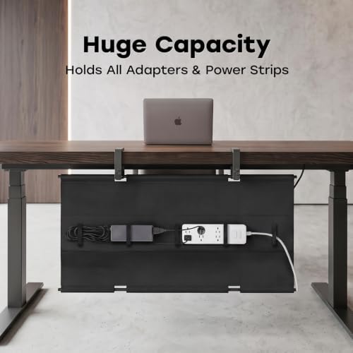No Drill Under Desk Cable Management Tray, 28 Inch, Black - Image 2