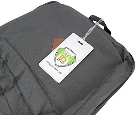 Bulk 100 Pack - Bright Backpack ID Luggage Tags for Student Identification Cards - School Name Badge Holder for Backpacks - Business Card Size with Clear Insert Window by Specialist ID (White) - Image 6