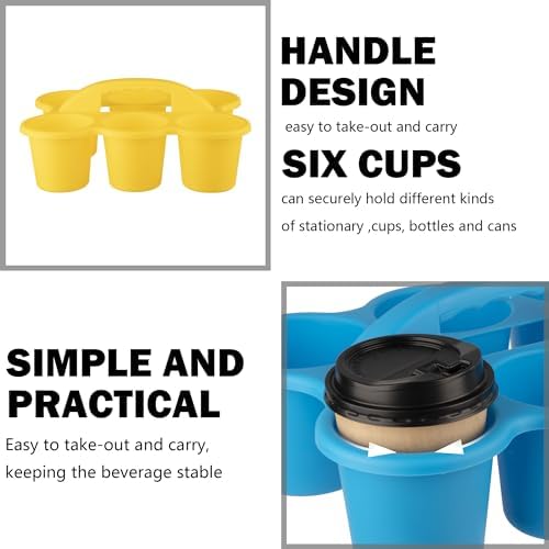 2 Pack Classroom Caddy For School,Kidsroom,Pencil Holder,Plastic Cup Caddy for Drink Delivery (Rainbow Color-4pack) - Image 3