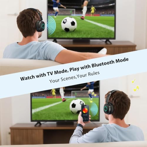 Earbay Wireless Headphones for TV, TV Headphones, Headphone for TV, No‑Delay Over‑Ear Wireless Headset for Seniors, 3 Audio Modes, with Transmitter Charging Base, Gifts for Parents/Elderly - Image 3