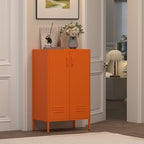 IRONFFICE Metal Storage Cabinets, Orange Cabinets with Adjustable Shelves, Steel Locker with 2 Doors, Morden Accent Cabinet for Home Office, Living Room, Orange - Image 7