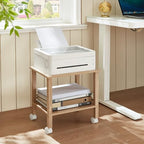 YUFAM 2 Tier Printer Stand with Storage,Under Desk Shelf Printer Table,Small Printer Stand with Wheels,Rolling Printer Cart for Office - Image 2