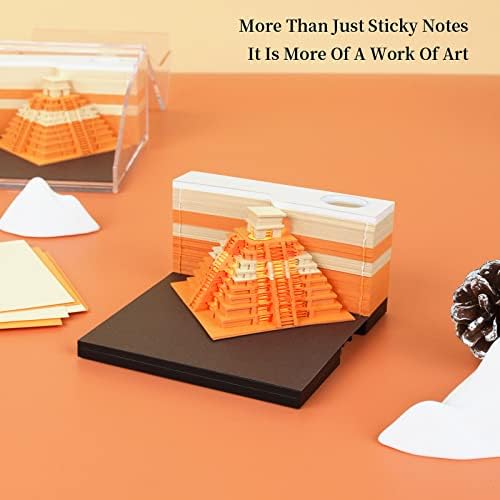 3D Memo Pad,Pyramids 3D Art Notepad DIY Non-Stick Sticky Note Pad, Torn Paper Display Castle 3D Paper Carving Notepad - Image 3