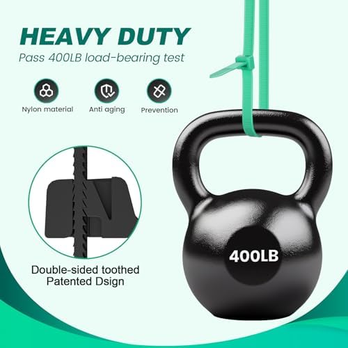 Long Zip Ties Heavy Duty 24 inch，400 LBS Tensile Strength With Double Sided Toothed Super Durable Cable Ties ，Extra Large Wire Ties Adjustable Nylon Tie Wraps for Indoor Outdoor （100 Pack Green） - Image 4