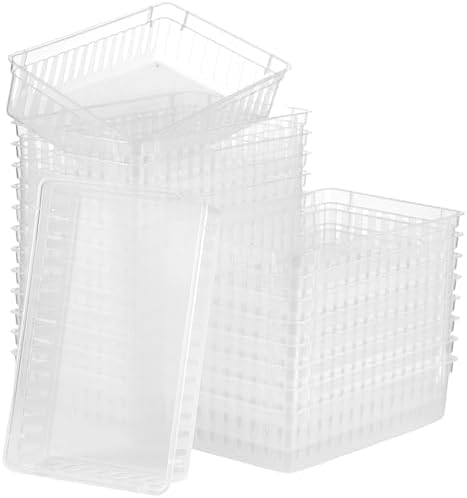 Boao 48 Pieces Plastic Baskets for Organizing 10.24 x 6.5 x 2.36 Inch Rectangular Storage Trays Plastic Organizer Bins Rectangle for Classroom Organization(Clear) by Boao