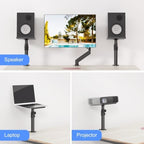 suptek Tall Clamp-on Speaker Stands Desk Mount, Height Adjustment, Tilt, Swivel, 9.6 x 8.8 Trays, Universal Audio Holders for Computer and Bookshelf Speakers, Elevated Sound, 2 Pack, Black, SDM001H - Image 6
