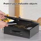 KYODOLED Fireproof Lock Box for Documents, Dual Combination and Key Lock Security with Carrying Handle, Metal Strong Safe Box to Keep Personal Items, Documents, Exterior 13.2''x 11''x4.13'', Black - Image 7