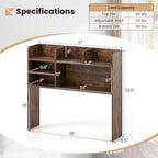 Desk Hutch, 37" Desktop Bookshelf with 6 Shelves, Wooden Desktop Organizer Display Rack with Adjustable Shelf, 3 Tier Desk Topper for College Dorm, Hutch Top Only - Image 3