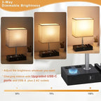 Touch Bedside Table Lamp for Bedroom, 3-Way Dimmable, USB C+A, 2 AC Outlets - Image 4