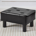 Small Foot Stool Ottoman, Faux Leather Footstool Ottoman Foot Rest for Couch, Rectangle Footstools and Ottomans Small for Living Room, Entryway and Bedroom (Black) by FIMIVIBI