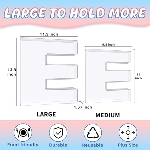 13.8" Extra Large Acrylic Letter Charcuterie Board Box, Reusable Fillable Letter Cake Candy Dish Display Serving Tray for Birthday Anniversary Party Decoration (E) - Image 2