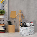 PU Leather Multi-Compartment Pen Holder Desktop Organizer Pencil Cup Storage Caddy for Office Home Supplies Christmas Big Black And Small Blue Flakes On A White Backdrop - Image 6