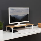 VIVO 24 inch Monitor Stand, Wood and Steel Desktop Riser, Screen, Keyboard, Laptop, Small TV, Ergonomic Desk and Tabletop Organizer, Light Wood, STAND-V000WM - Image 2