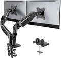 HUANUO FlowLift™ Dual Monitor Stand, Fully Adjustable Gaming Monitor Desk Mount for 13–32″ Computer Screens, Full Motion VESA 75x75/100x100 with C-Clamp & Grommet Base, Each Arm Holds 4.4 to 19.8 lbs by HUANUO