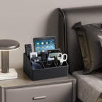 PU Leather Desk Organizer, Remote Control Holder, Black - Image 6