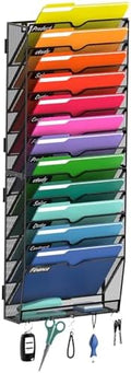 13-Tier Wall File Organizer with Hook, Hanging File Organizer Black by Unknown