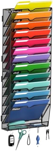 13-Tier Wall File Organizer with Hook, Hanging File Organizer Black by Unknown