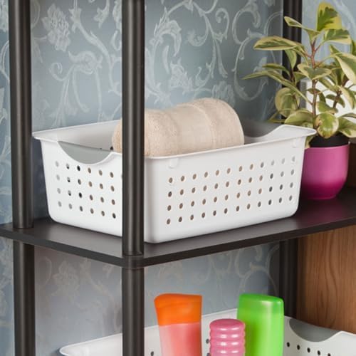 Sterilite Medium Ultra Basket, Open Top Plastic Storage Bin, White, 24-Pack - Image 6
