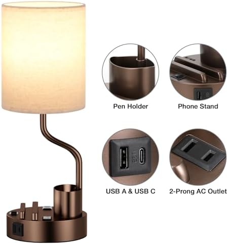 Fenmzee Bedside Lamps for Bedroom Set of 2 - Table Desk Lamp for Nightstand - Image 6