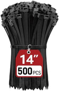 Zip Ties Heavy Duty 14 inch (500 Pack), Heavy Duty Cable Ties with 120 lb Tensile Strength for Outdoor Use, Black Wire Ties, Paloka by PALOKA