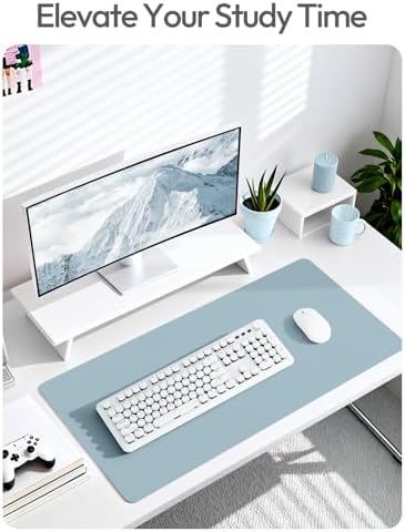 YSAGi Leather Desk Pad Protector, Office Desk Mat, Large Mouse Pad, Non-Slip PU Leather Desk Blotter, Laptop Desk Pad, Waterproof Desk Writing Pad for Office and Home (Ice Blue,55" x 17.2") - Image 6