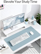 YSAGi Leather Desk Protector, Office Mat, Large Mouse Mat, Non-Slip PU Leather Blotter, Laptop Desk Mat, Waterproof Writing Pad for Office and Home(Ice Blue, 63" x 17.2") - Image 6